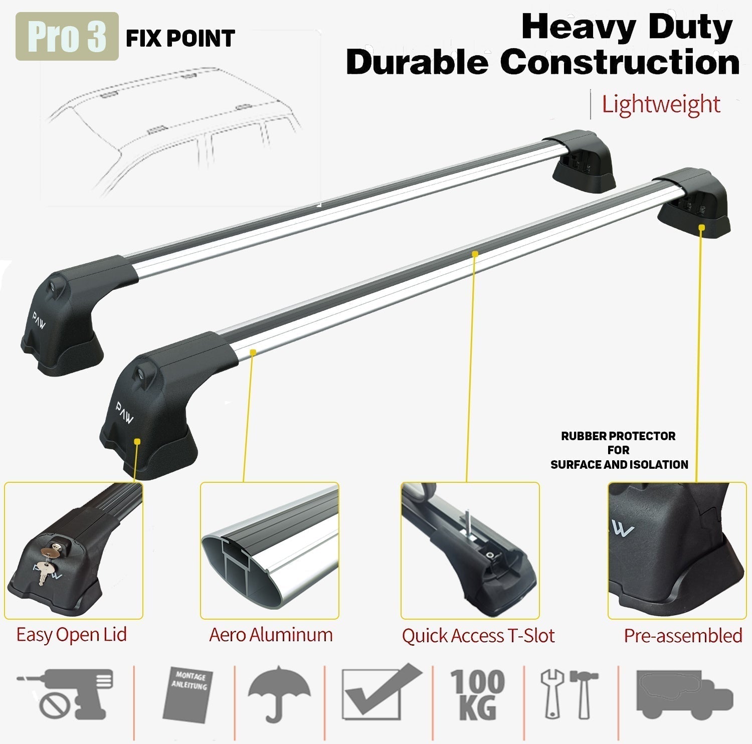 Paw Renault Scenic (2003-2009) Ara Atkı Portbagaj Taşıyıcı - Pro 3 Gri