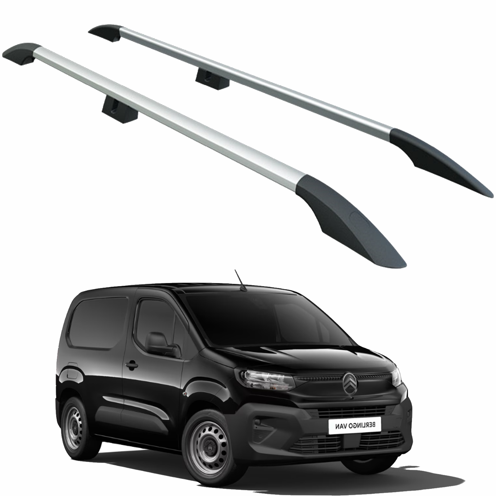 Citroen Berlingo Uzun Şase 2018-2025 Aluminum Araç Üstü Alüminyum Tavan Yan Rayları Plus Serisi - Gri