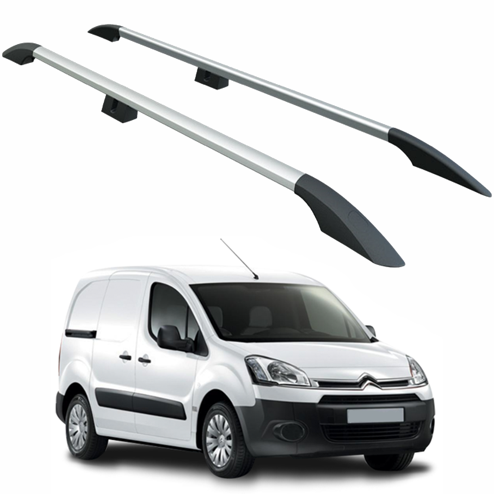 Citroen Berlingo Uzun Şase 2008-2018 Aluminum Araç Üstü Alüminyum Tavan Yan Rayları Plus Serisi - Gri