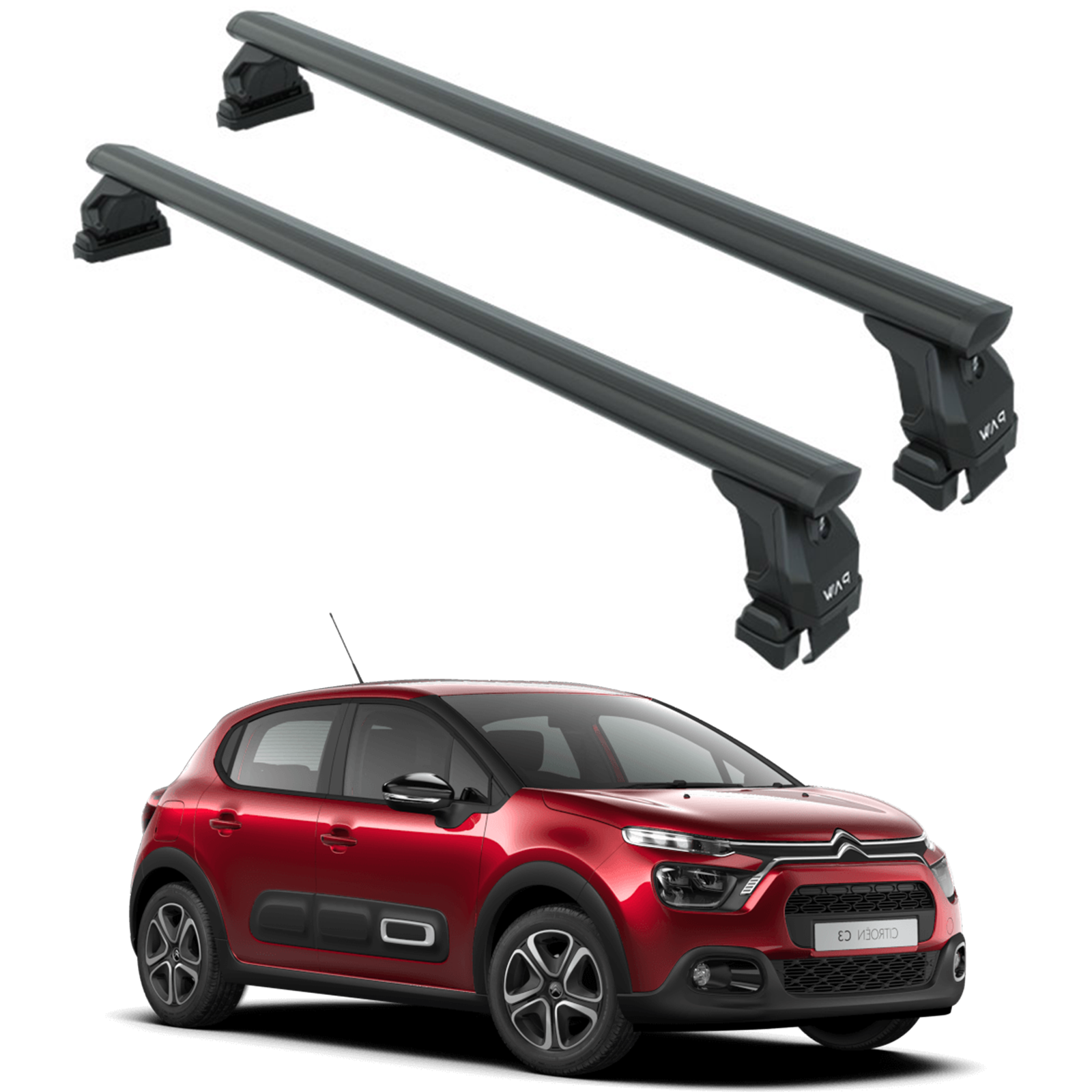 Citroen C3 B618 2016-2025 Oluksuz Üst Tavan Portbagaj Taşıyıcı Ara Atkısı Toros Serisi Pro 4 Siyah