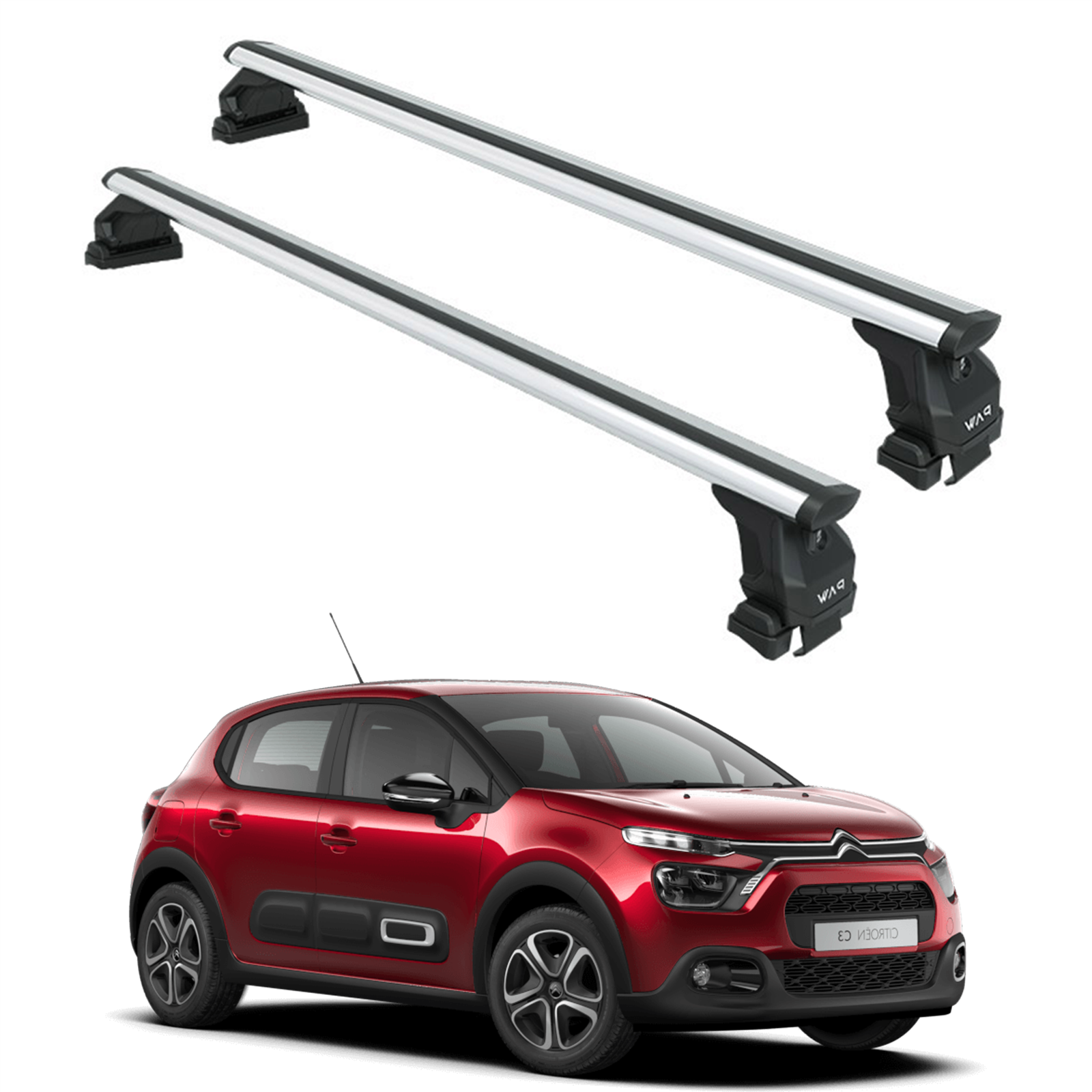 Citroen C3 B618 2016-2025 Oluksuz Üst Tavan Portbagaj Taşıyıcı Ara Atkısı Toros Serisi Pro 4 Gri