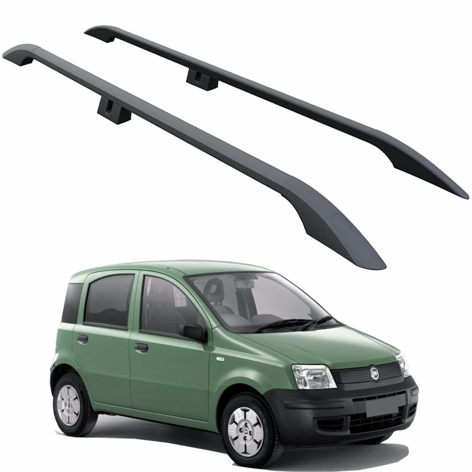 Fiat Panda 169 (2003-2012) Araç Üstü Alüminyum Tavan Yan Rayları Plus Serisi - Siyah