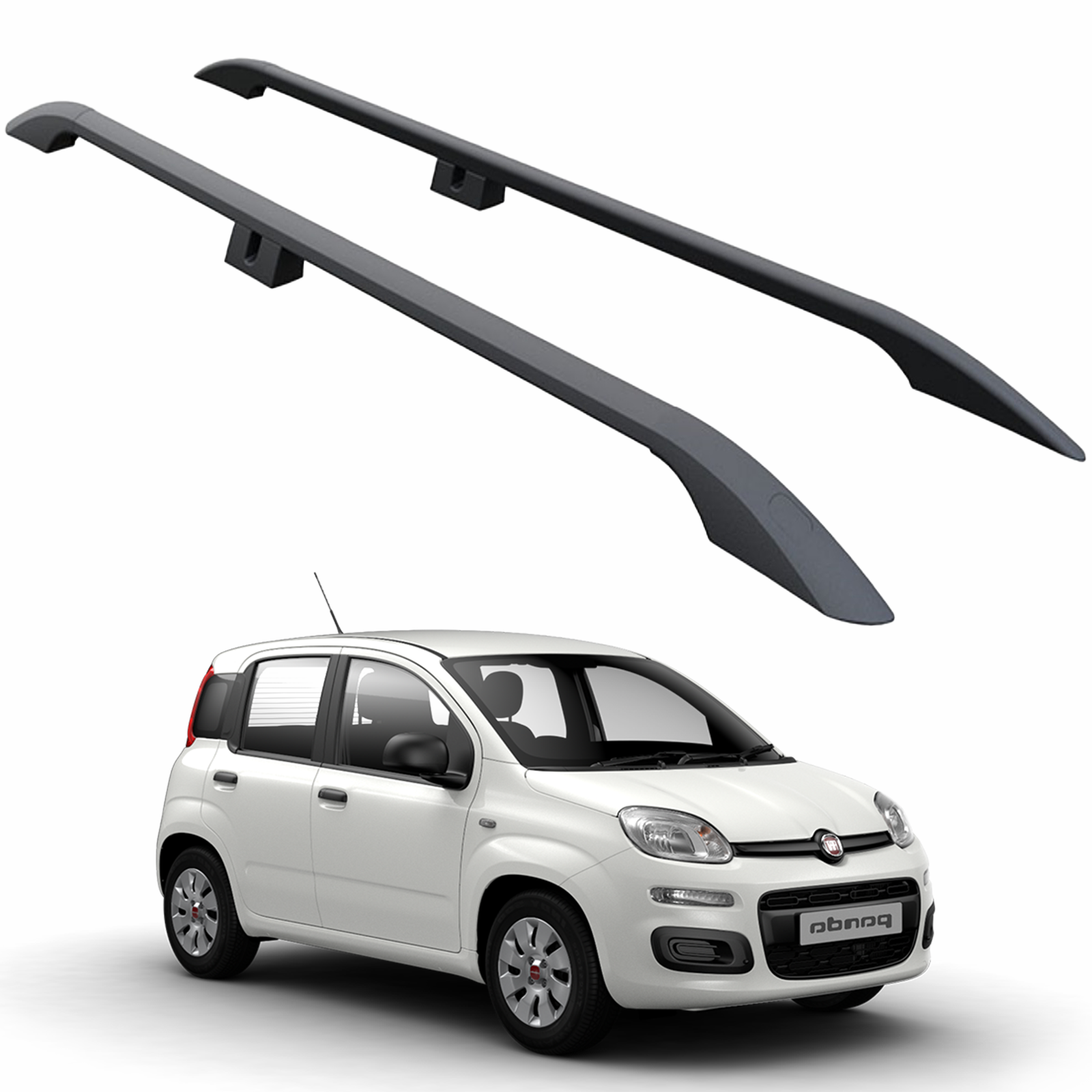 Fiat Panda 319 2011-2025 Araç Üstü Alüminyum Tavan Yan Rayları Plus Serisi - Siyah