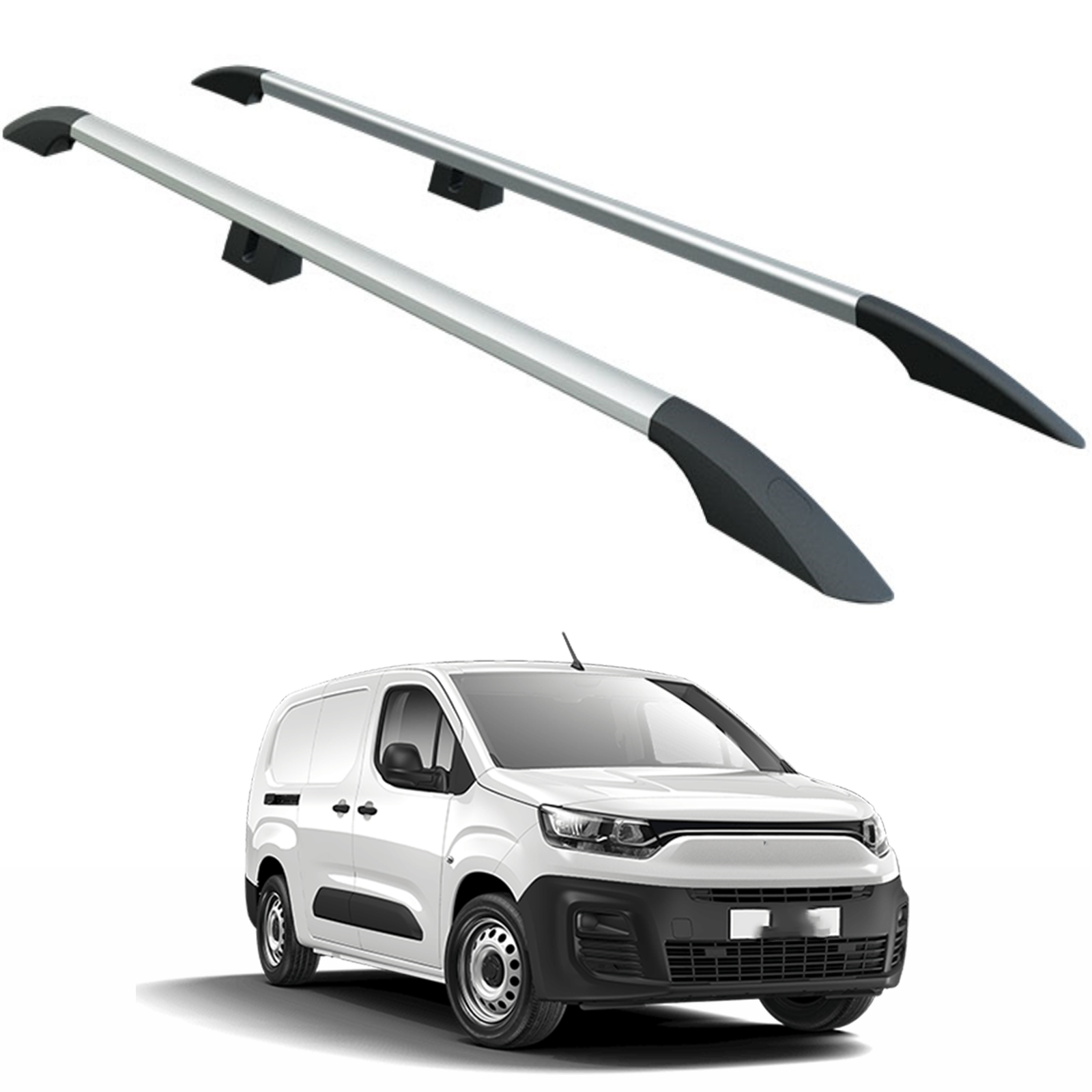 Toyota Proace City Uzun Şase 2019-2025 Araç Üstü Alüminyum Tavan Yan Rayları Plus Serisi - Gri