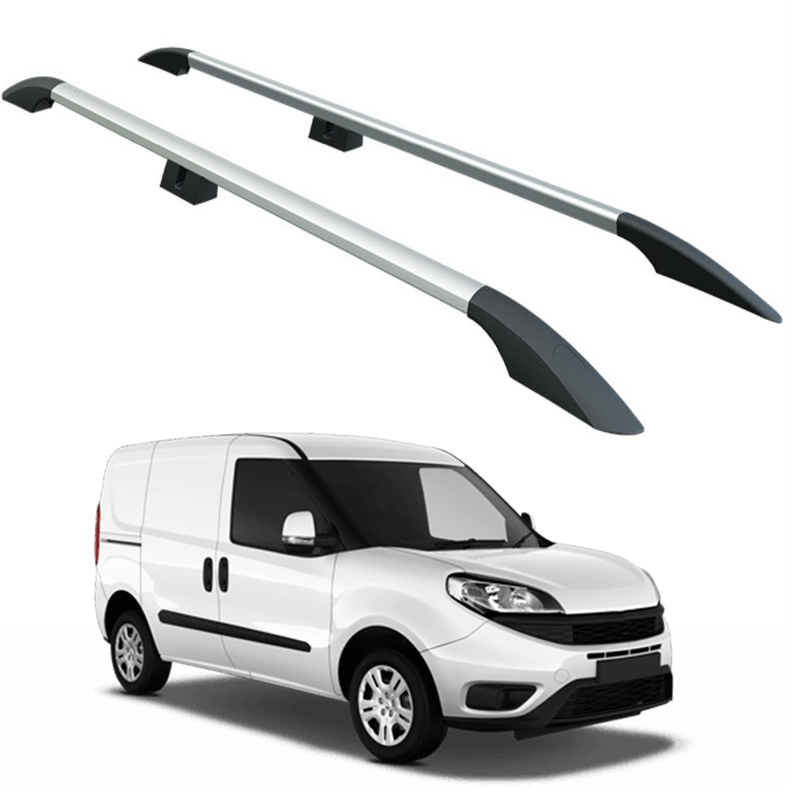 Fiat Doblo Uzun Şase 2010-2020 Van Araç Üstü Alüminyum Tavan Yan Rayları Plus Serisi - Gri