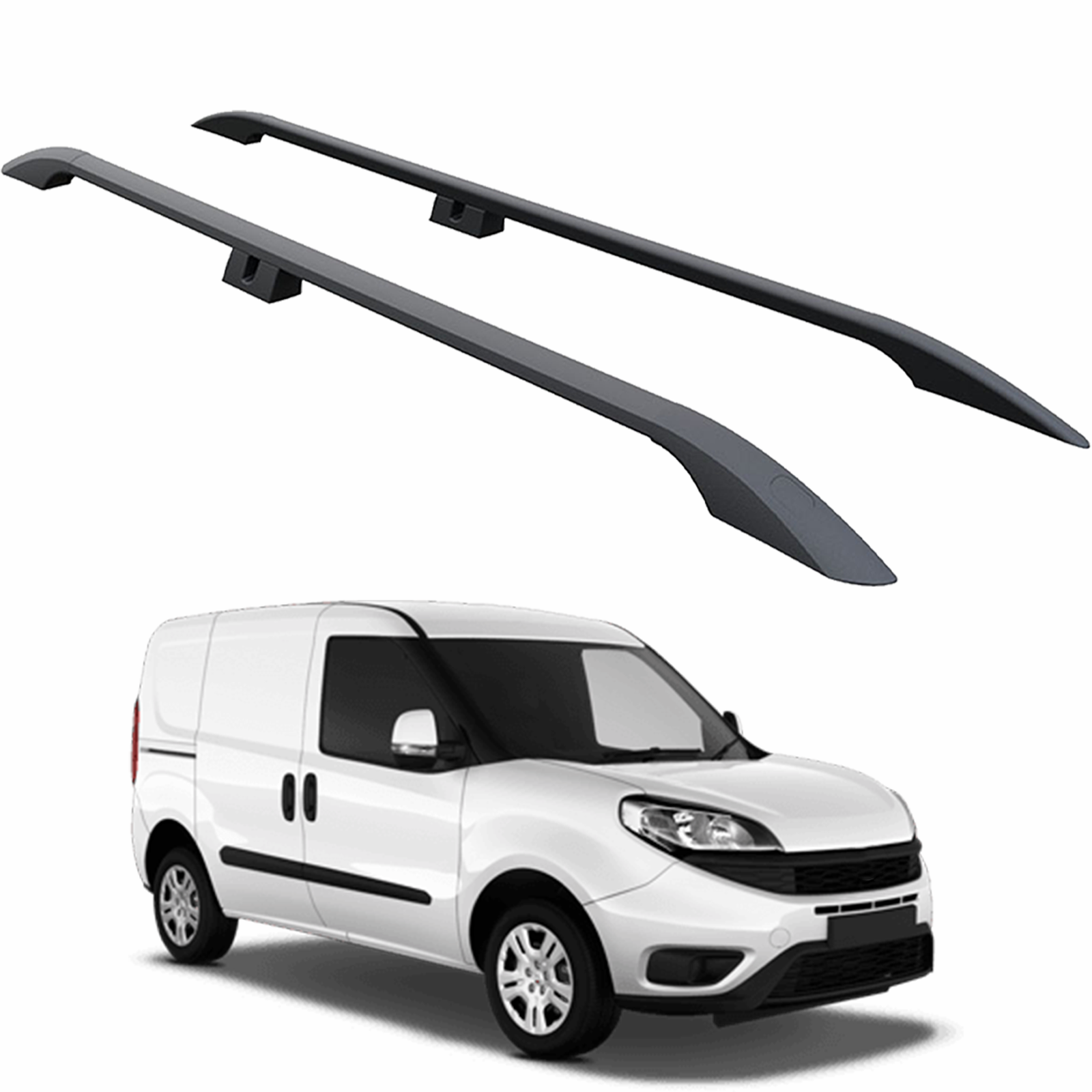 Fiat Doblo Kısa Şase 2010-2020 Van Araç Üstü Alüminyum Tavan Yan Rayları Plus Serisi - Siyah