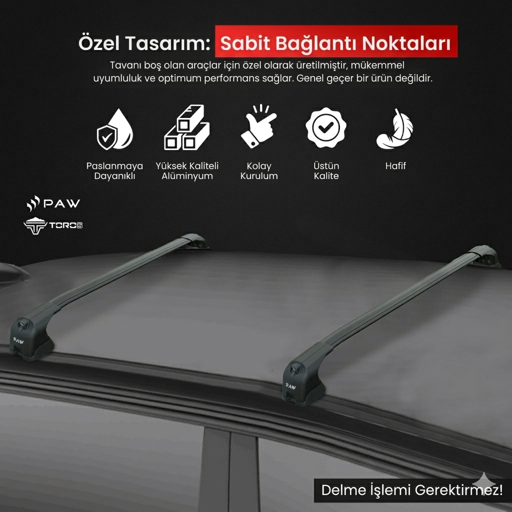 Paw BMW 7 Serisi (E38) 1994-2001 Ara Atkı Portbagaj Taşıyıcı Pro 3 Siyah