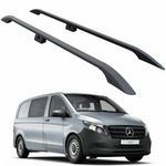 Mercedes Vito W447 Uzun Şase 2014-2019 Araç Üstü Alüminyum Tavan Yan Rayları Plus Serisi - Siyah