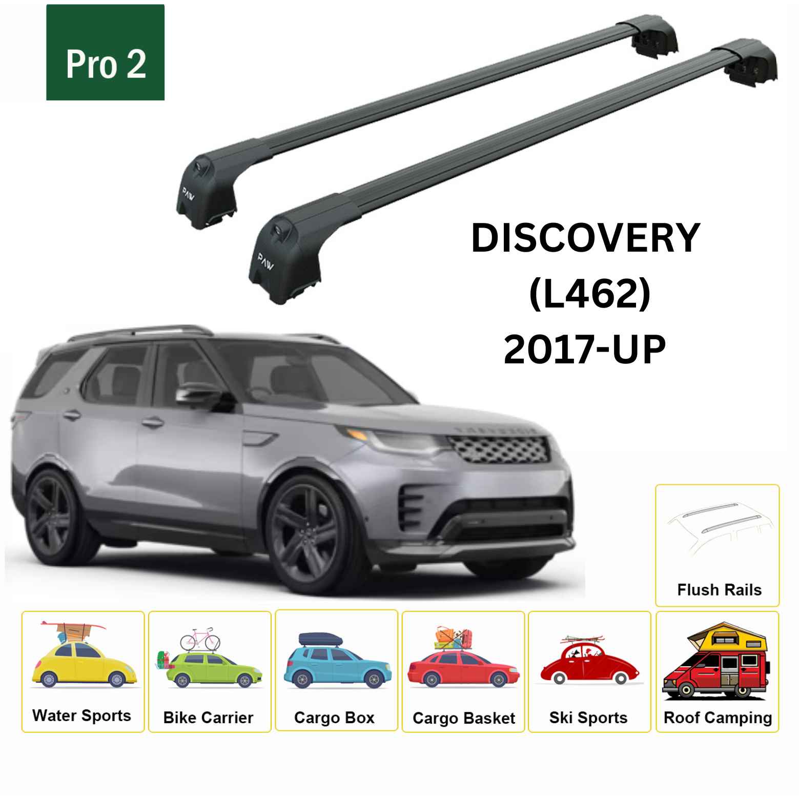Land Rover Discovery 5 2017-2025 Portbagaj Taşıyıcı Ara Atkisi - Ara Çubuk Paw Pro 2 Siyah
