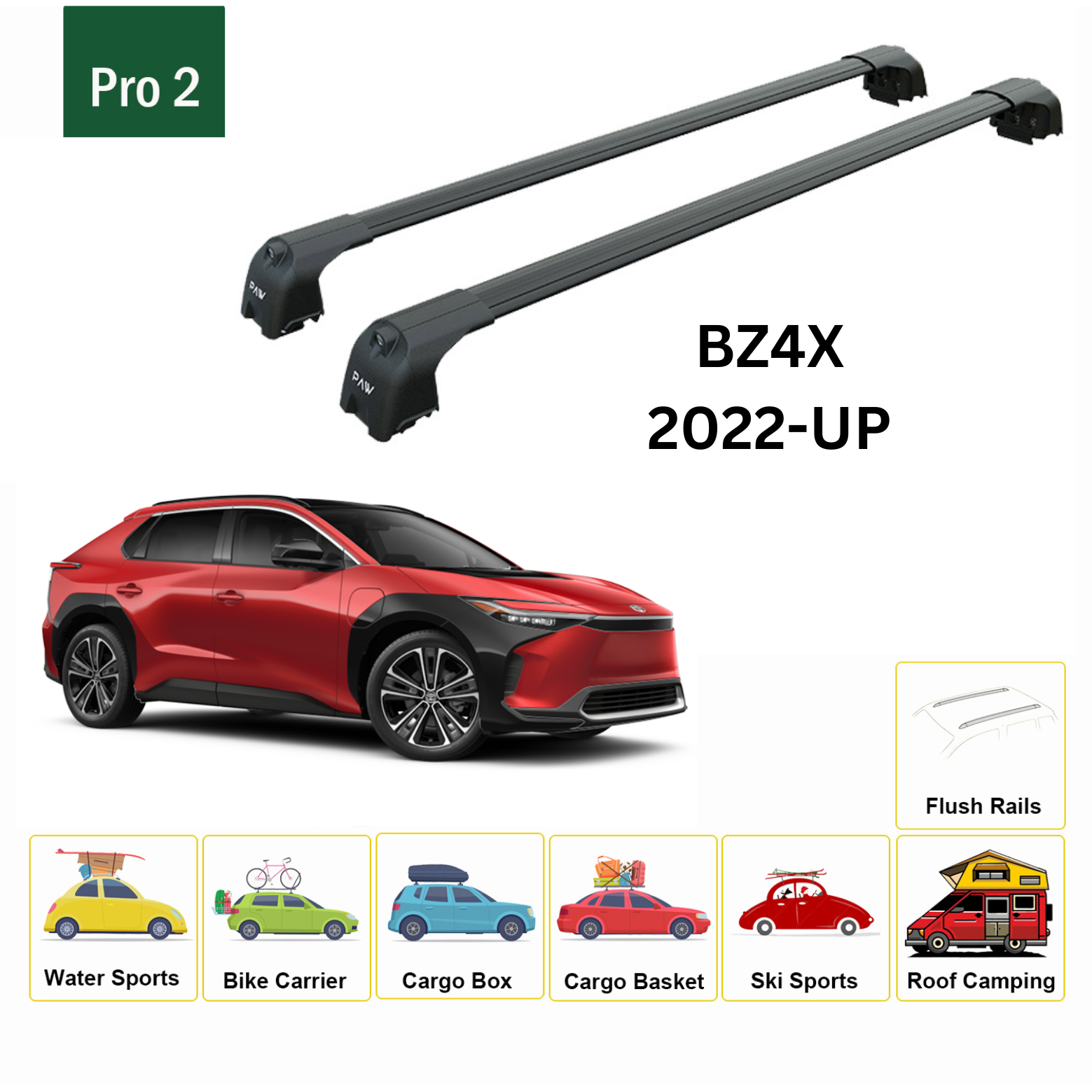 Toyota Bz4X 2022-2025 Portbagaj Taşıyıcı Ara Atkisi - Ara Çubuk Paw Pro 2 Siyah