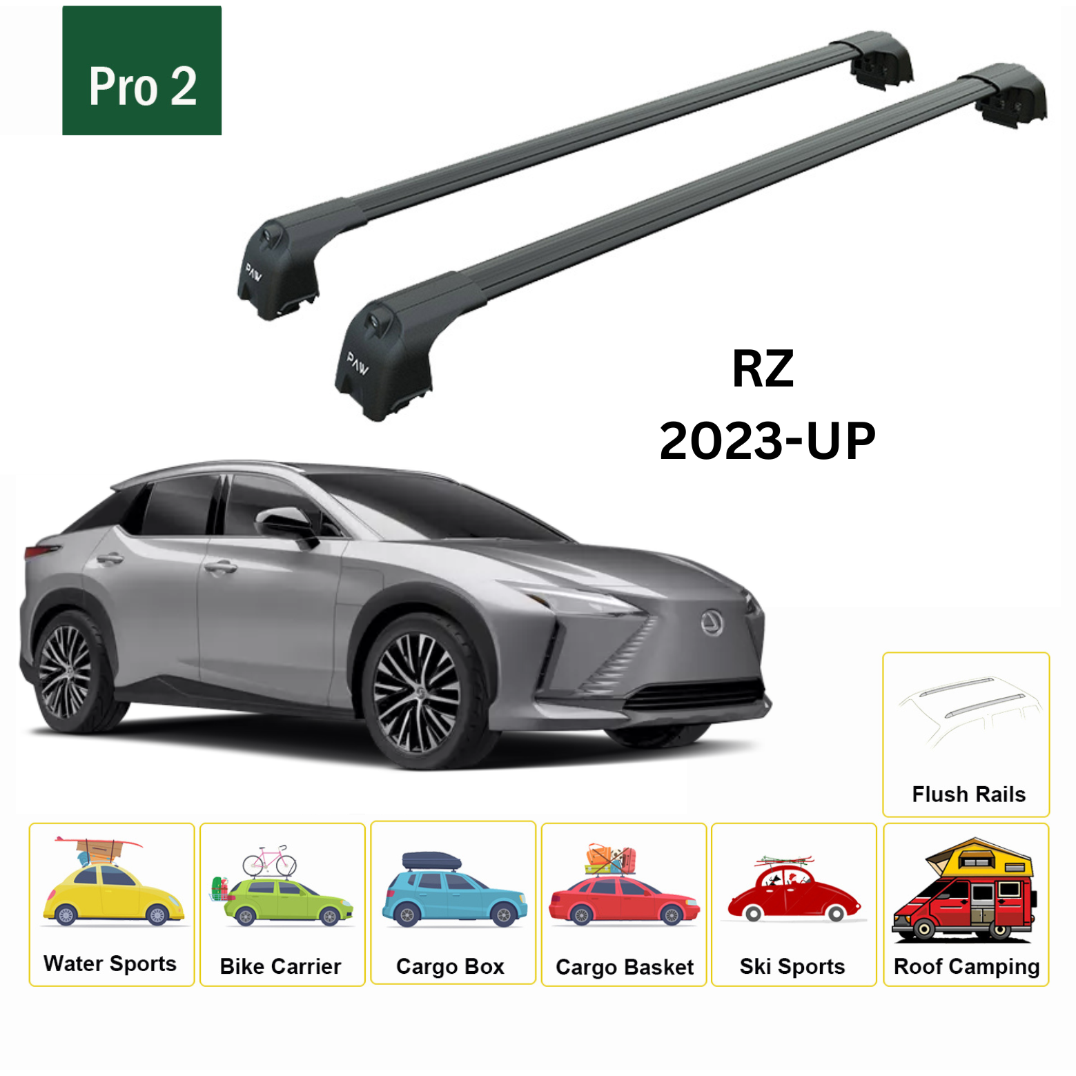 Lexus Rz 2023-2025 Portbagaj Taşıyıcı Ara Atkisi - Ara Çubuk Paw Pro 2 Pro 2 Siyah