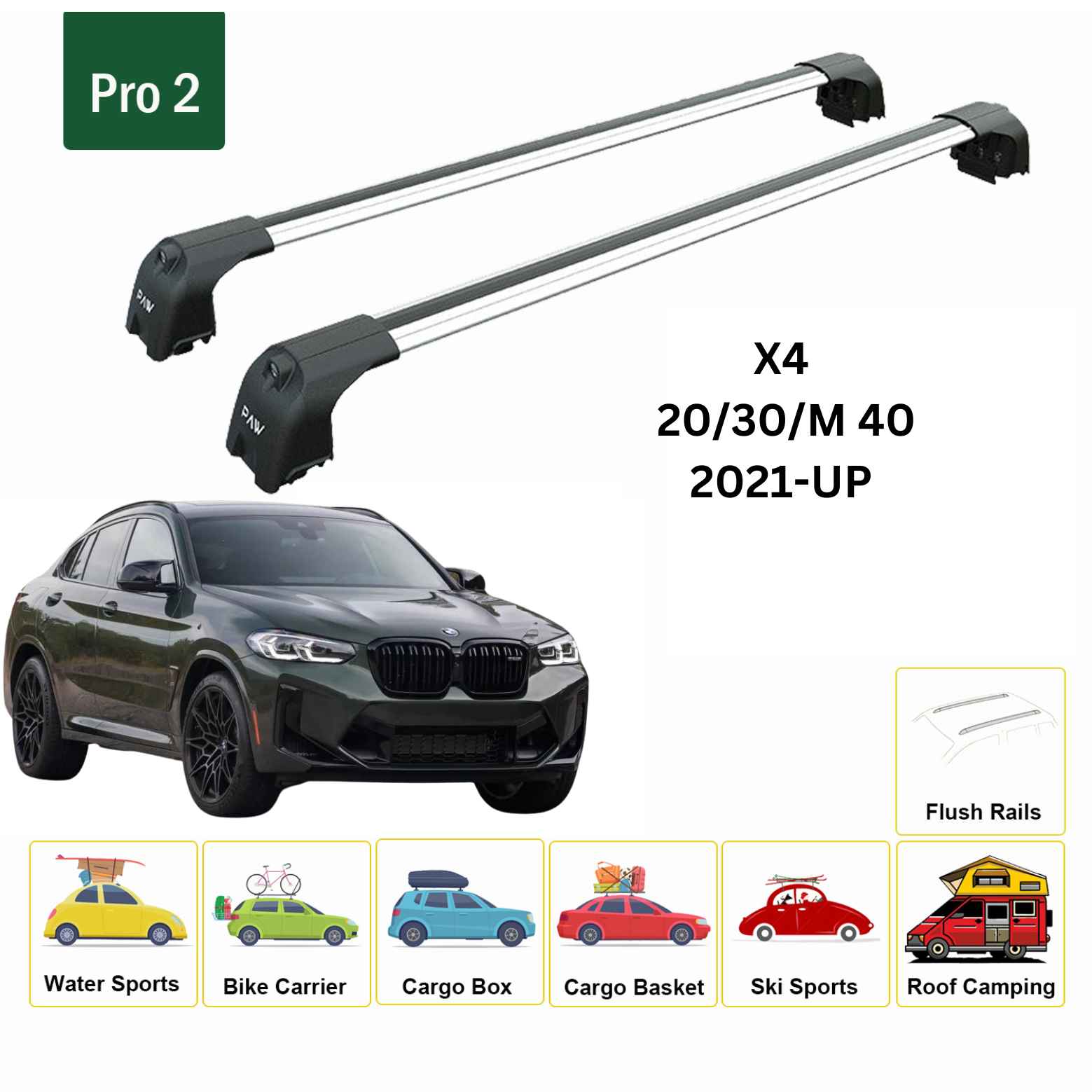 Bmw X4 G02 2021-2025 Portbagaj Taşıyıcı Ara Atkisi - Ara Çubuk Paw Pro 2 Gri