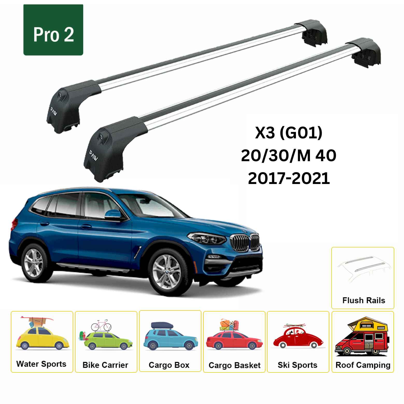 Bmw X3 G01 2018-2024 Portbagaj Taşıyıcı Ara Atkisi - Ara Çubuk Paw Pro 2 Gri