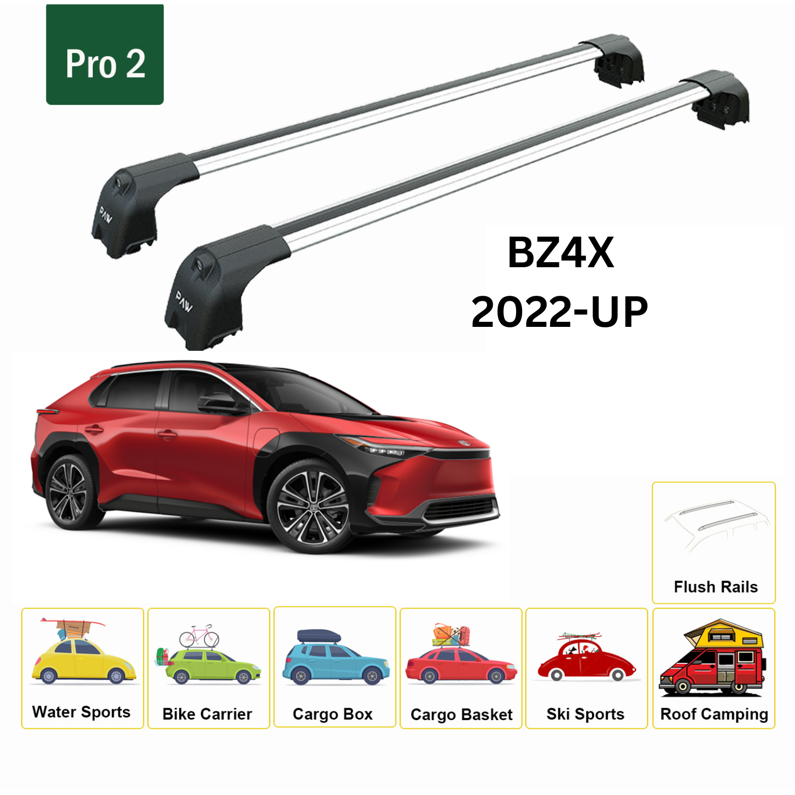 Toyota Bz4X 2022-2025 Portbagaj Taşıyıcı Ara Atkisi - Ara Çubuk Paw Pro 2 Gri