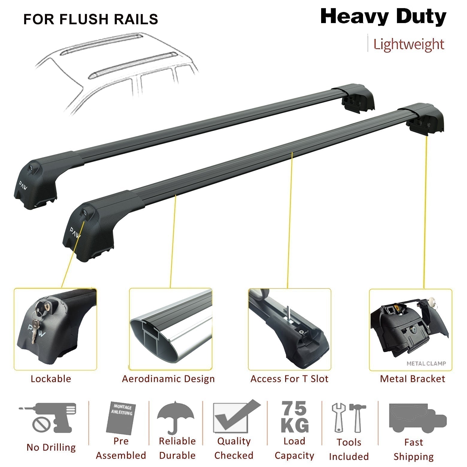 Ford Ranger Wildtrak (2023-2025) Kasa Üstü Bed Rack Taşıyıcı Bar – Gri | Kilitli Sistem |