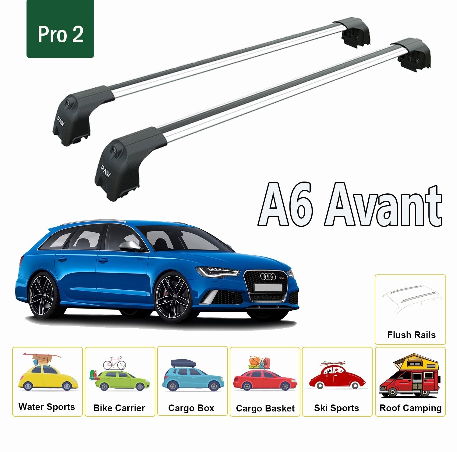 Audi A6 C8 Avant 2019-2025 Portbagaj Taşıyıcı Ara Atkisi - Ara Çubuk Paw Pro 2 Gri