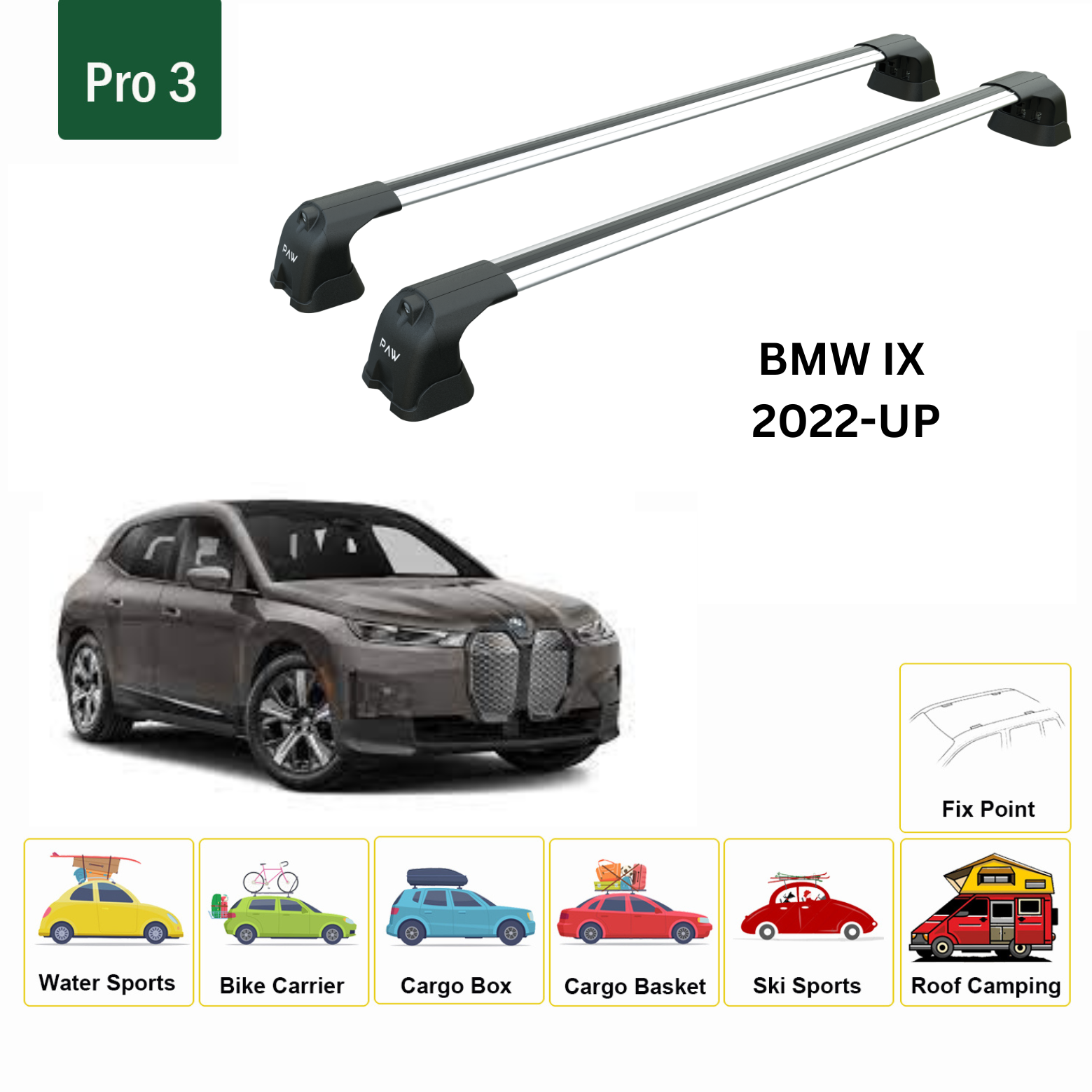 Paw BMW iX (2021-2025) Ara Atkı Portbagaj Taşıyıcı Pro 3 Gri