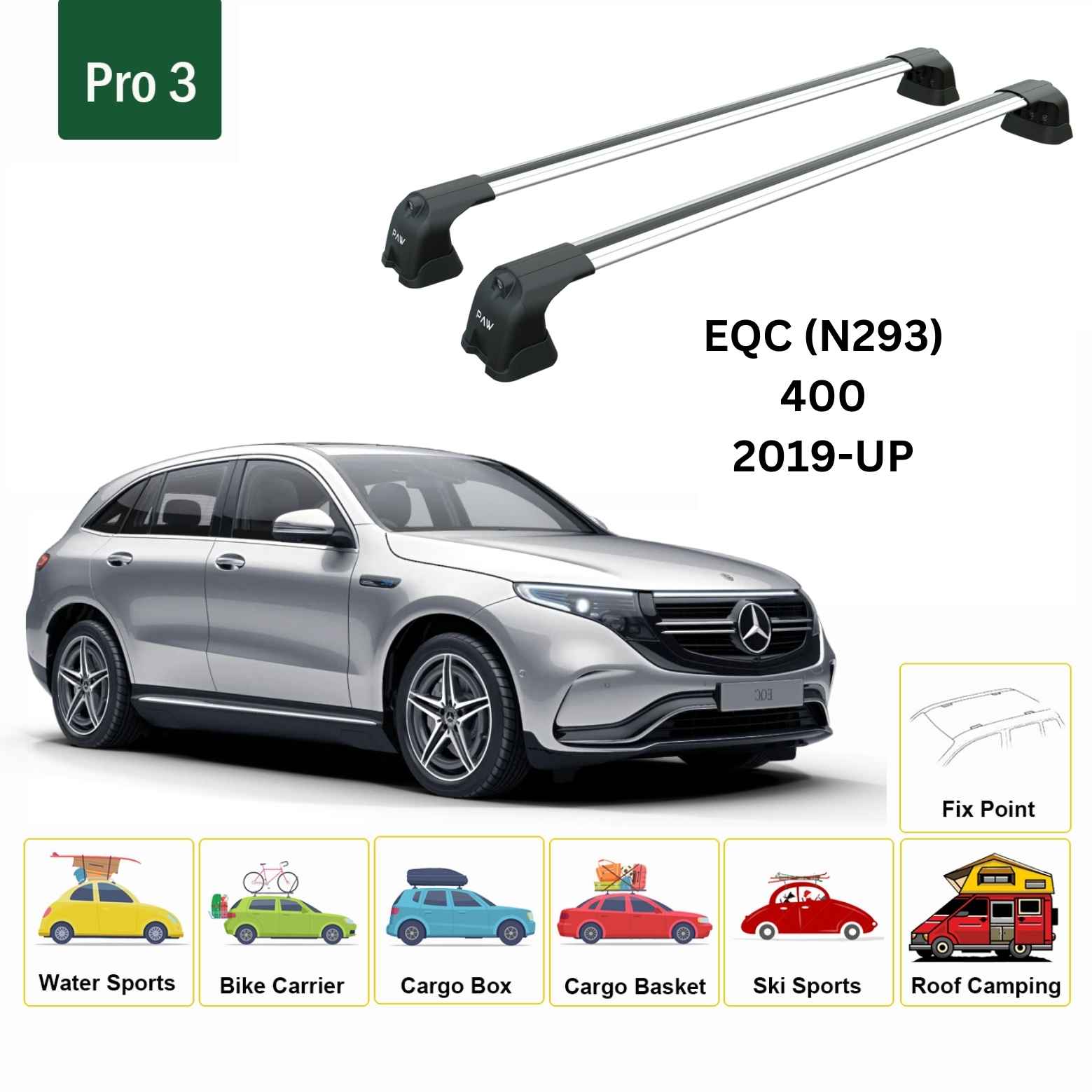 Paw Mercedes-Benz EQC (N293) 2019-2025 Ara Atkı Portbagaj Taşıyıcı - Pro 3 Gri