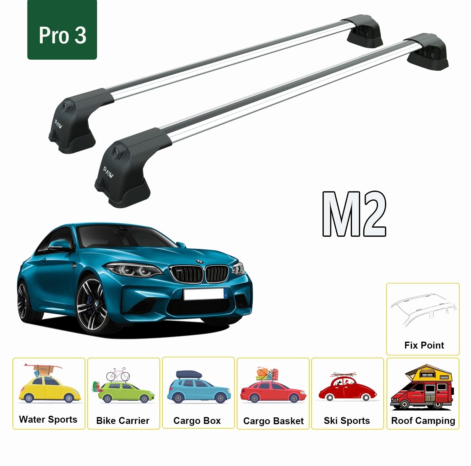 Paw BMW M2 (2016-2022) Ara Atkı Portbagaj Taşıyıcı Pro 3 Siyah