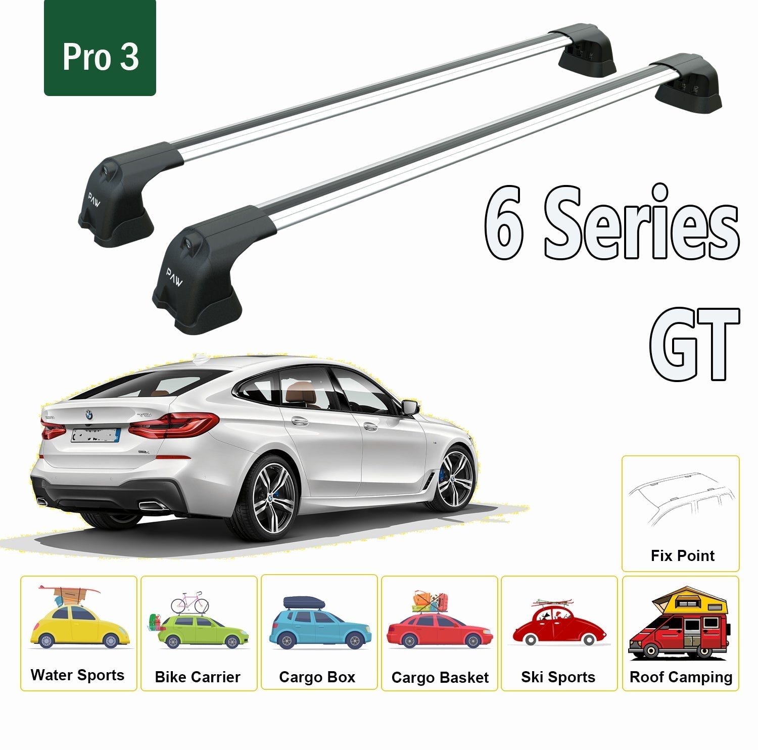 Paw BMW 6 Serisi GT G32 (2017-2023) Ara Atkı Portbagaj Taşıyıcı Pro 3 Gri