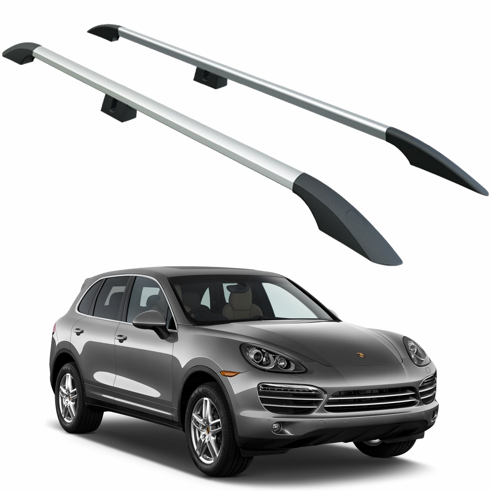 Porsche Cayenne 2003-2010 Araç Üstü Alüminyum Tavan Yan Rayları Plus Serisi - Gri
