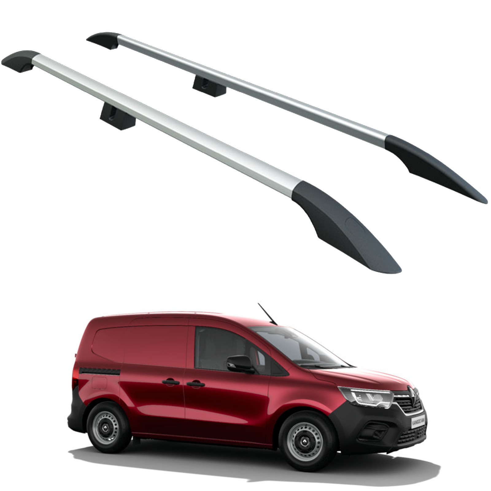 Renault Kangoo Kısa Şase 2021-2025 Araç Üstü Alüminyum Tavan Yan Rayları Plus Serisi - Gri