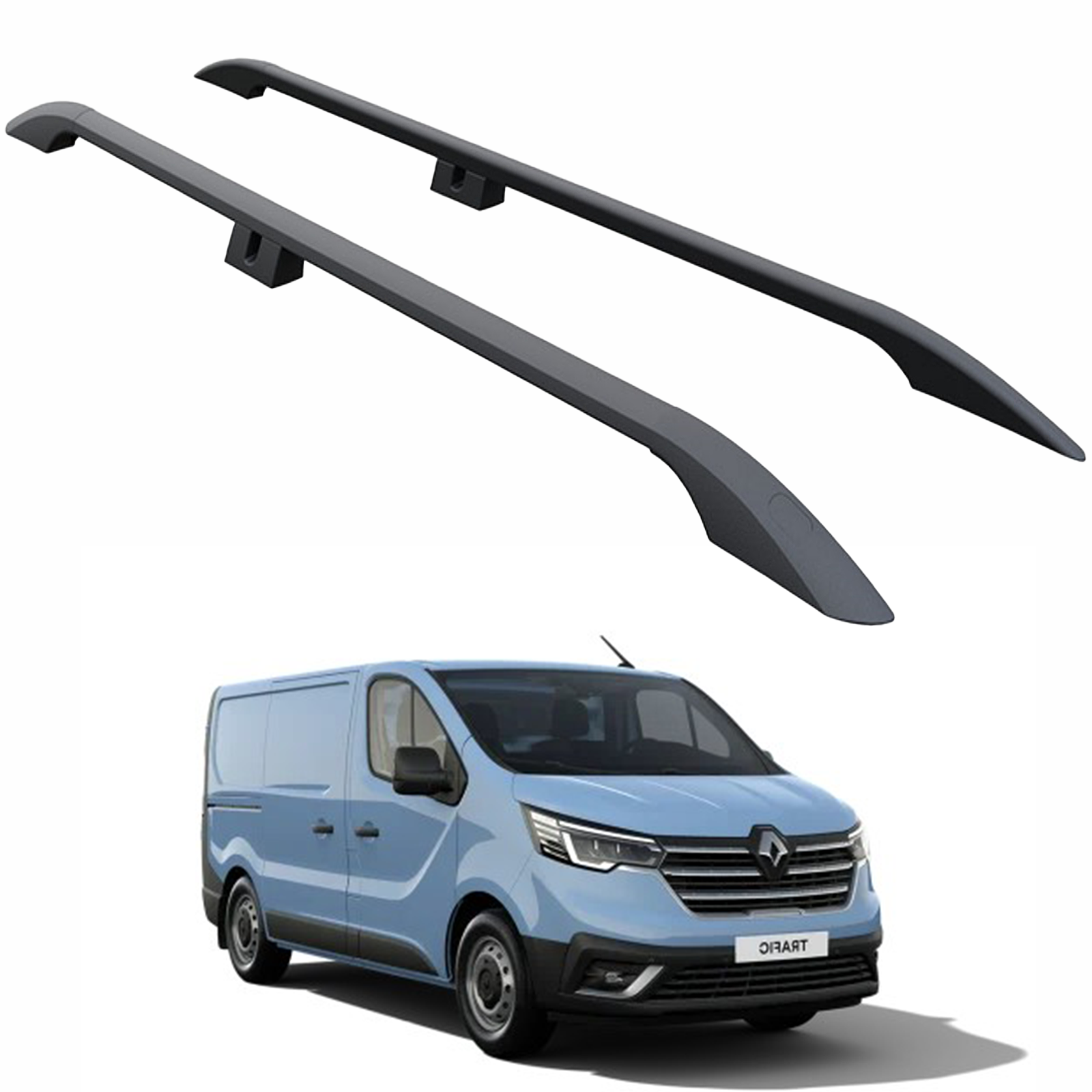 Renault Trafic X82 Kısa Şase (2014-2025) Araç Üstü Alüminyum Tavan Yan Rayları Plus Serisi - Siyah
