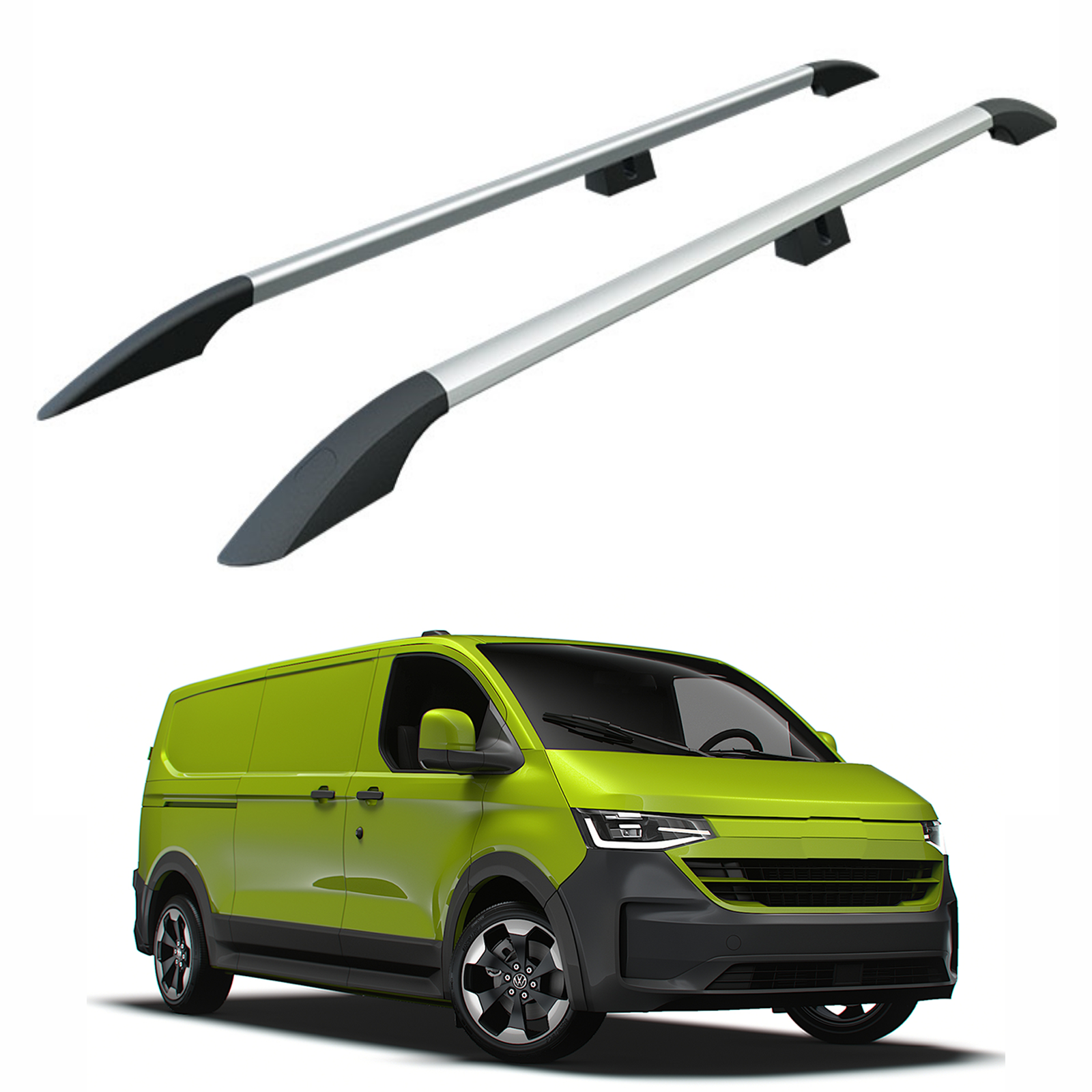 Volkswagen Transporter T7 Uzun Şase 2025-2026 Araç Üstü Alüminyum Tavan Yan Rayları Plus Serisi - Gri