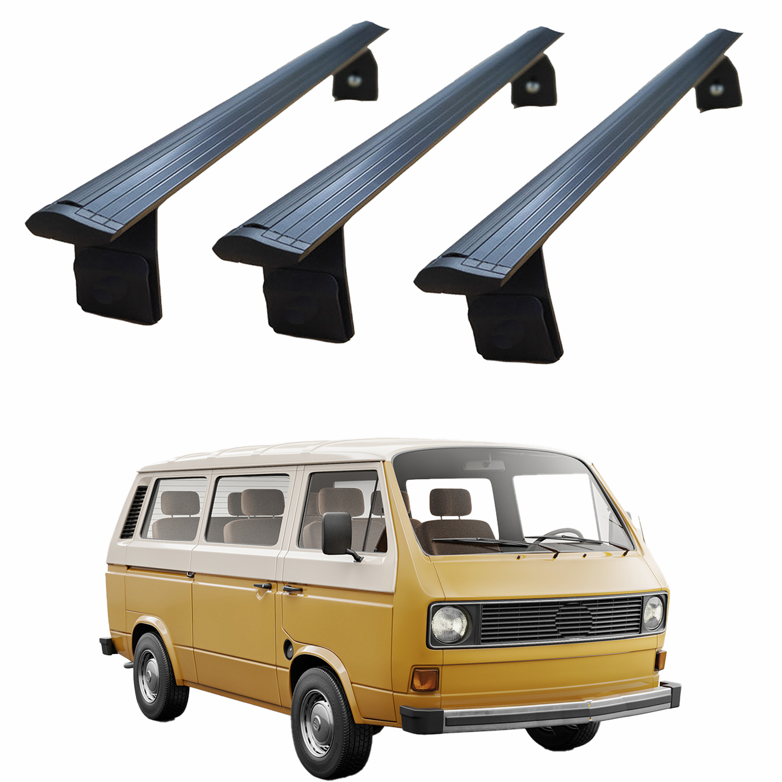 Volkswagen Transporter T3 1980-1990 Yagmur Oluklu Üst Tavan Taşıyıcı Ara Atkısı Paw Siyah 3 Adet