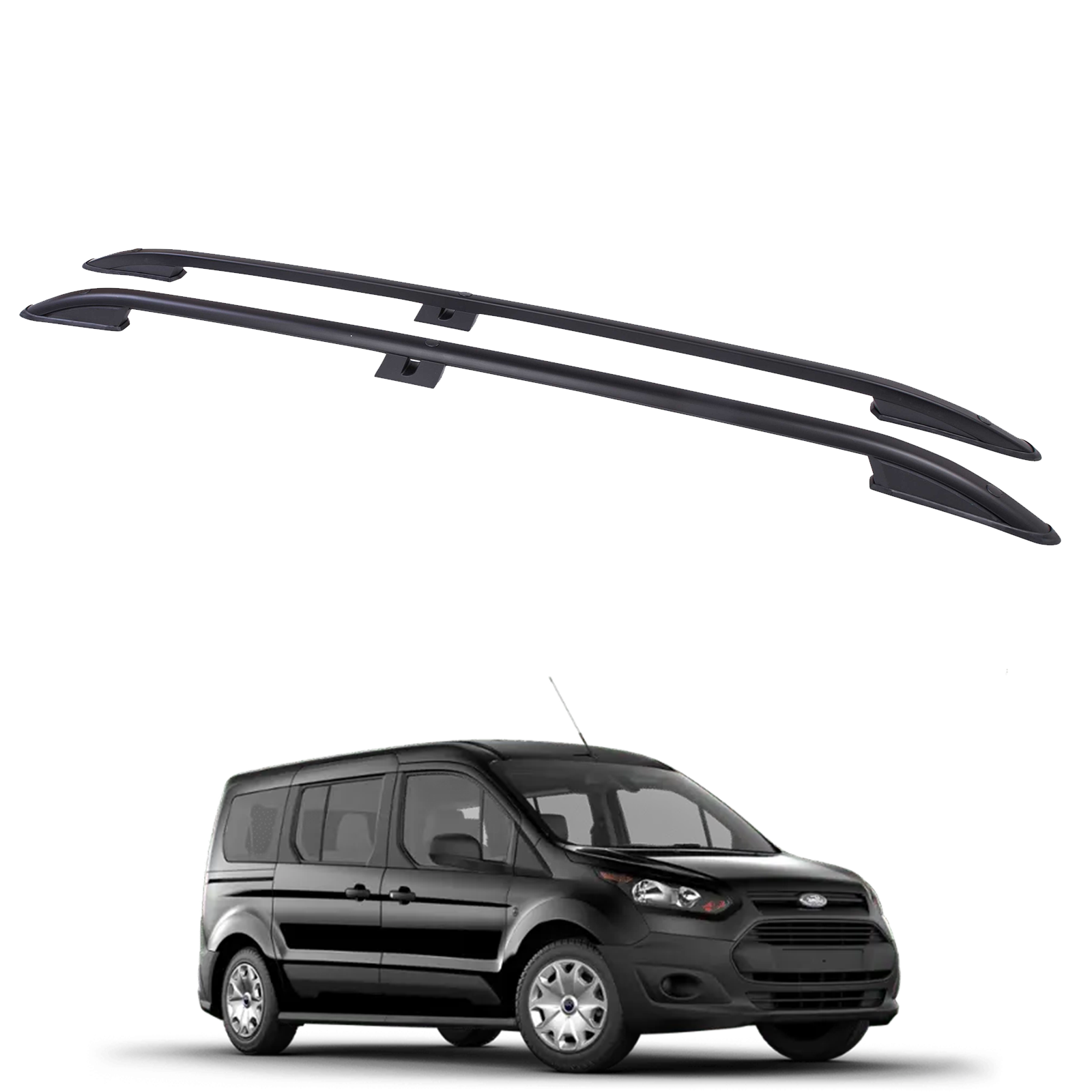 Ford Transit Connect 2013-2024 Araç Üstü Alüminyum Tavan Yan Rayları Plus Serisi Uzun Şase - Siyah