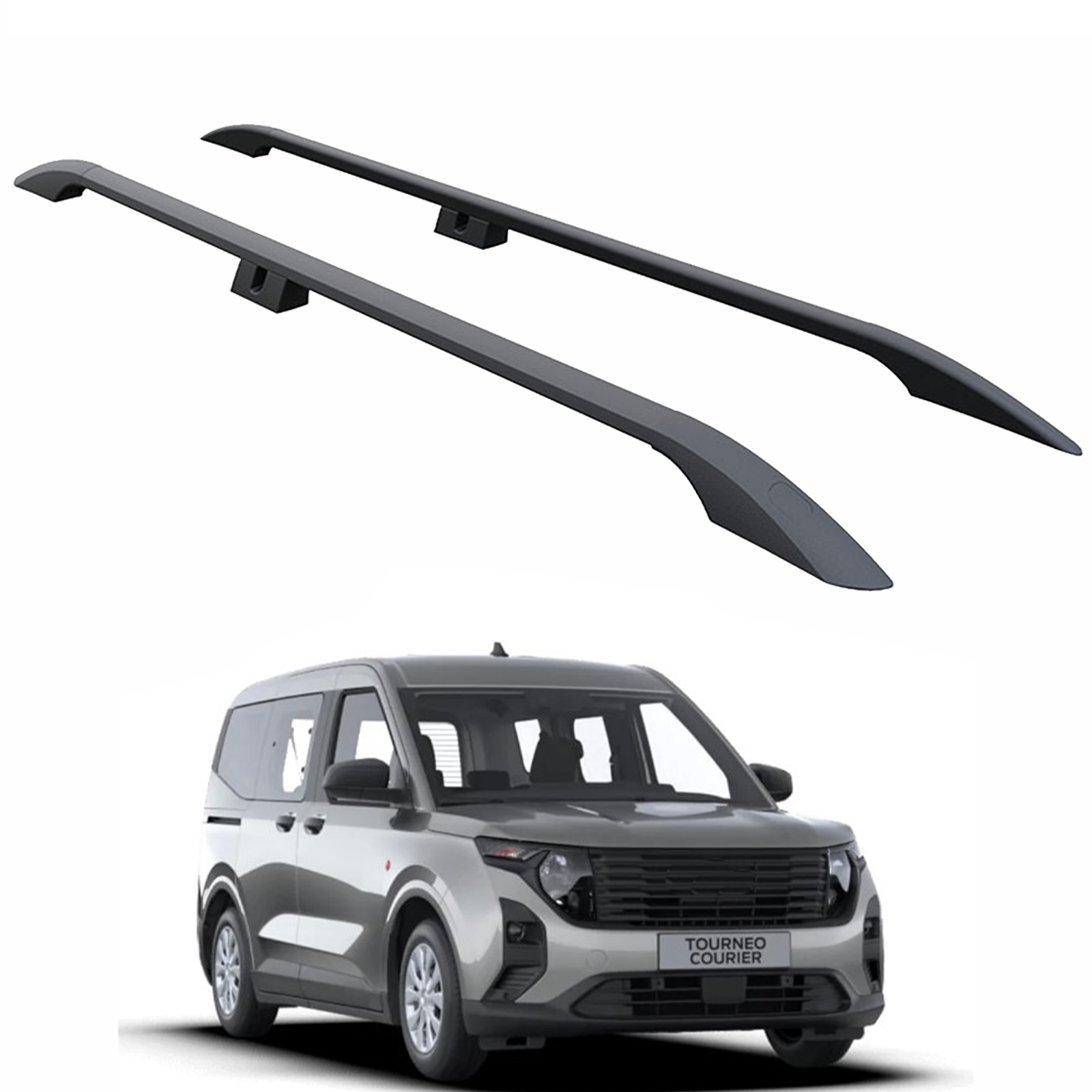 Ford Transit Courier 2023-2025 Araç Üstü Alüminyum Tavan Yan Rayları Plus Serisi - Siyah