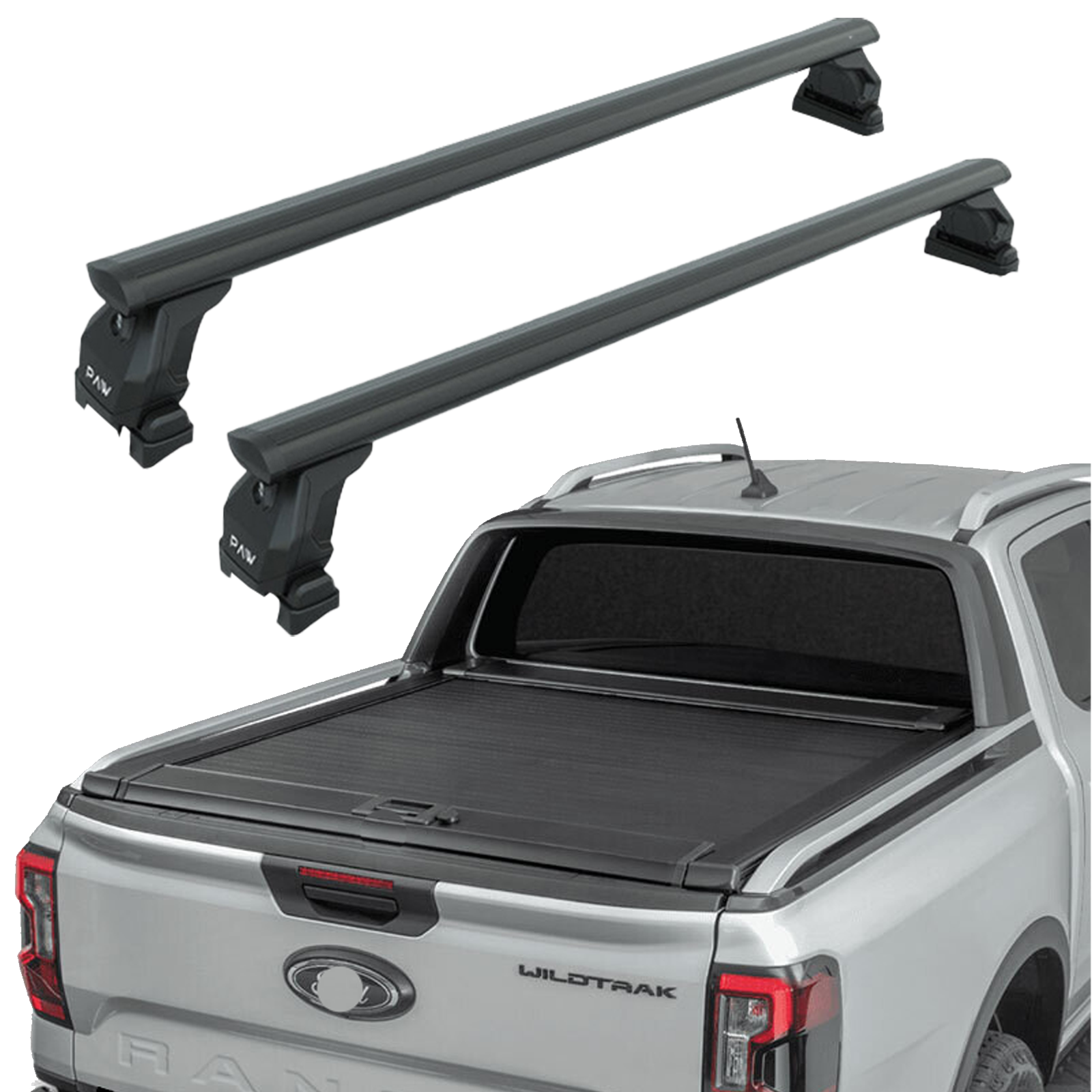 Ford Ranger Wildtrak (2023-2025) Kasa Üstü Bed Rack Taşıyıcı Bar – Siyah | Kilitli Sistem | Vida Montajlı