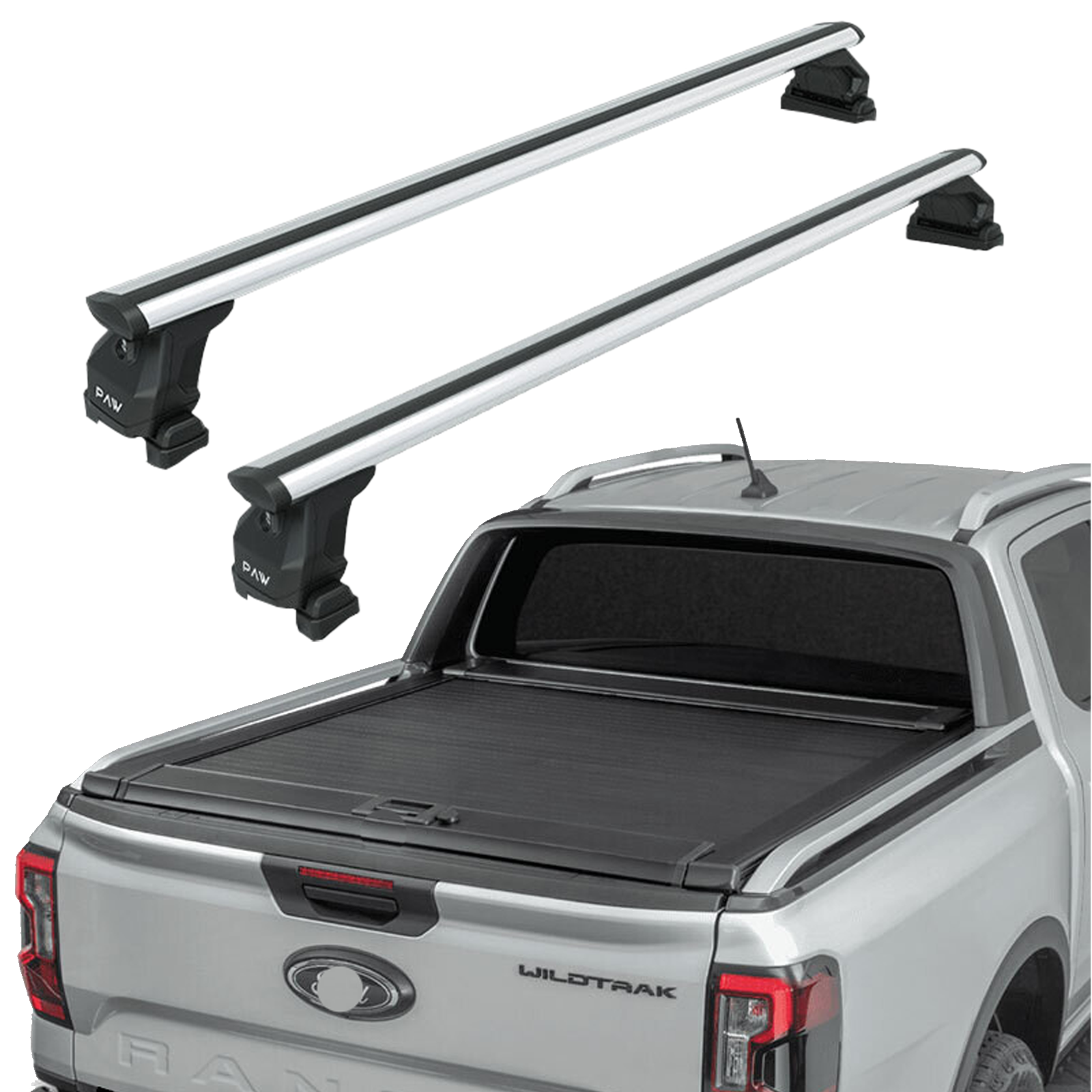 Ford Ranger Wildtrak (2023-2025) Kasa Üstü Bed Rack Taşıyıcı Bar – Gri | Kilitli Sistem | Vida Montajlı