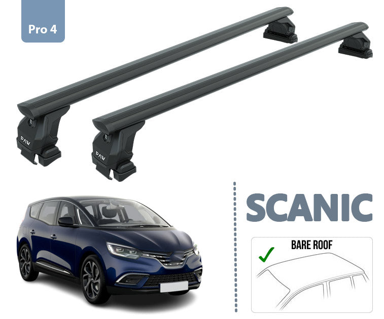 Renault Scenic 2016-2023 Oluksuz Üst Tavan Portbagaj Taşıyıcı Ara Atkısı Toros Serisi Pro 4 Siyah