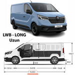 Renault Trafic X82 Uzun Şase (2014-2025) Araç Üstü Alüminyum Tavan Yan Rayları Plus Serisi - Siyah